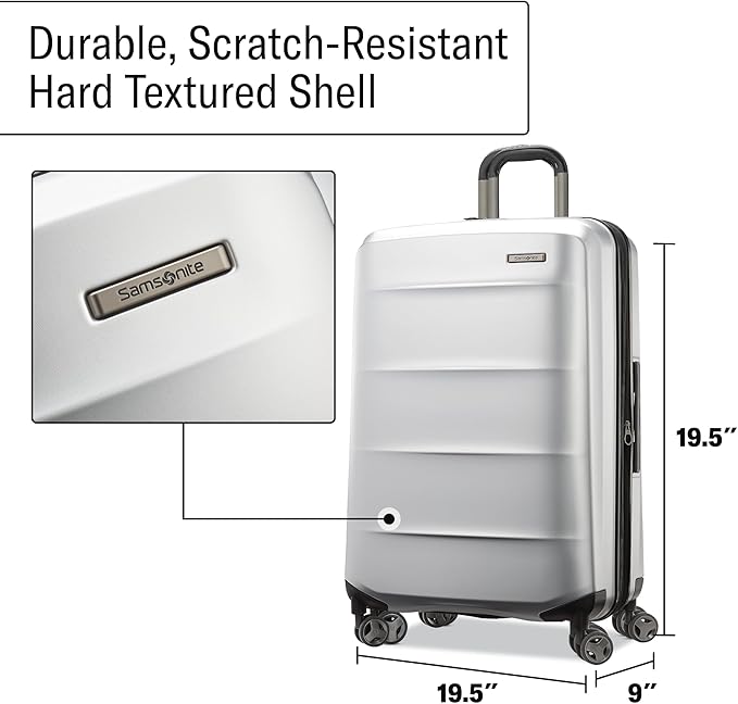 Samsonite Octiv Lightweight Hardshell 20-Inch Carry-On Luggage- Durable & Impact Resistant, 360° Aero Trac Spinner Wheels, Adjustable Telescopic Handle, Expandable Suitcase, TSA Approved Lock - Silver
