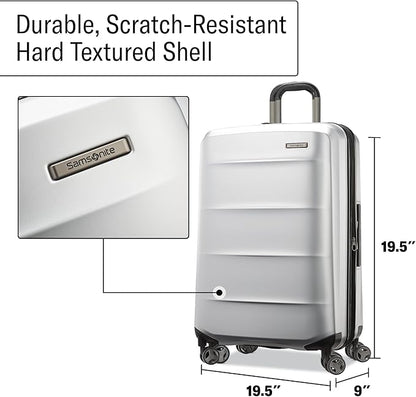 Samsonite Octiv Lightweight Hardshell 20-Inch Carry-On Luggage- Durable & Impact Resistant, 360° Aero Trac Spinner Wheels, Adjustable Telescopic Handle, Expandable Suitcase, TSA Approved Lock - Silver