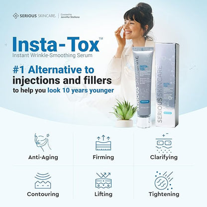 Serious Skincare INSTA-TOX Instant Wrinkle Filler for Face Serum, to Smooth + Blur Fine Lines, Deep Wrinkles, Lip Lines, Crow’s Feet & Pores, Temporary Face Tightener, .75 oz