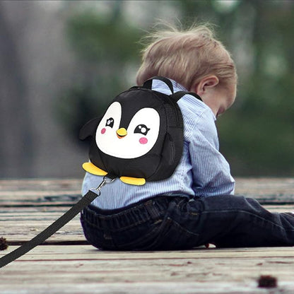 Accmor Toddler Harness Backpack Leash, Cute Penguin Kid Backpacks with Anti Lost Wrist Link, Mini Child Backpack Harness Leashes Walking Wristband Rope Travel Bag Harness Rein for Baby Girls (Black)