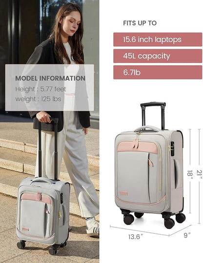 LOVEVOOK 4 Pcs Carry On Luggage 22x14x9 Airline Approved 20 Inch Underseat Carry on Suitcase for Women Men Softside Travel Luggage with Spinner Wheels and TSA Lock