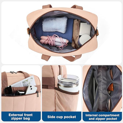 Gym Bag for Women, Large Capacity Duffel Bag with Crossbody Strap, Lightweight Sports Bag for Workout & Travel.Pink