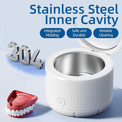 45kHz Ultrasonic Retainer Cleaner Machine, Ultrasonic Cleaner for Cleaning Orthodontic Appliances, Braces, Toothbrushes, Jewelry (150ML, White)