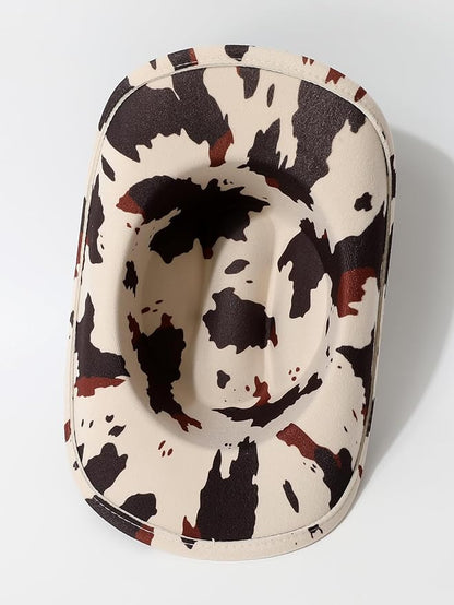 WDIRARA Women's Cowboy Hat Cow Print Western Cowgirl Hats Travel Vacation