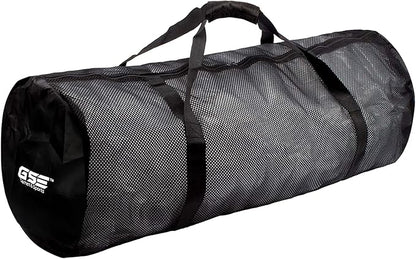 Black Heavy-Duty Large Mesh Sports Duffle Bag, Dry Bag, Diving Equipment Scuba Bag with Zipper. Great for Gym Workout, Sport Balls Storage, Scuba Gear, Snorkeling, Water Sports and Travel