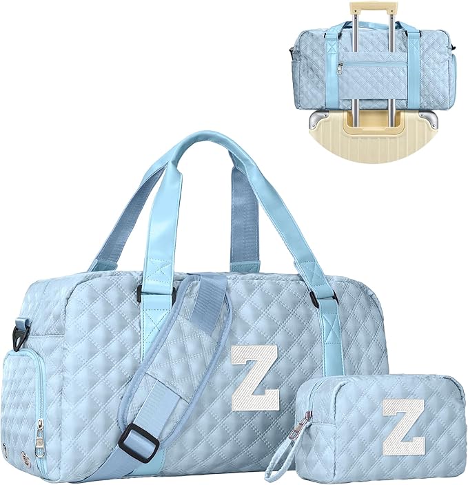 Initial Gym Bag for Kids Girls, Travel Duffel Bag, Teacher Appreciation Gifts Ideas, Mother's Day Gift Ideas