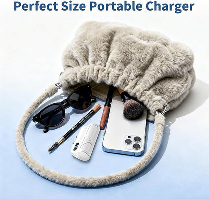 Portable Charger 5000mAh Dual USB C and iOS-Type Connector, Ultra-Compact 20W PD Fast Charging Power Bank for Phone 17/16/15/14/13 Plus,Pro Max, Pad, Samsung Galaxy S25 S24 S23 Android (White)
