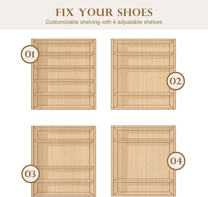 Shoe Cabinet - 2 Doors Shoe Cabinet Storage for Entryway, Modern 4 Shelves Shoe Storage Organizer with Easy Push to Open Doors to 24 Pairs