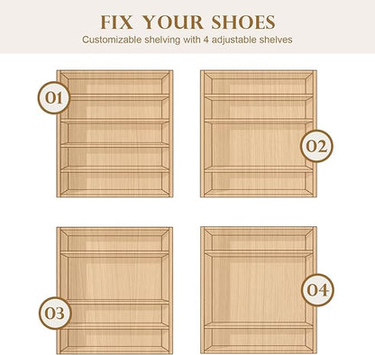 Shoe Cabinet - 2 Doors Shoe Cabinet Storage for Entryway, Modern 4 Shelves Shoe Storage Organizer with Easy Push to Open Doors to 24 Pairs