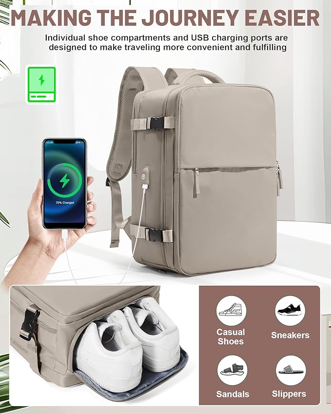 Vacuum Backpack With Pump Large Travel Laptop Backpacks For Women Men Carry On Backpack Vacpack Backpacks With Vacuum Compression Brown