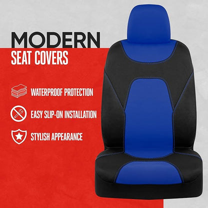 Motor Trend AquaShield Waterproof Front Seat Covers, Blue Seat Covers for Cars – Neoprene Front Car Seats Cover, SUV Seat Covers Protector - Car Interior Cover for Auto, Trucks, & Dog Owners