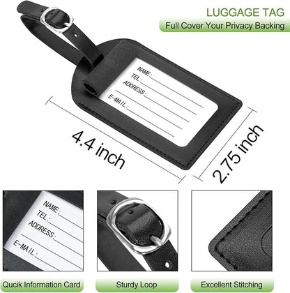Passport Holder With Luggage Tag Travel Essentials Passport Cover Wallet RFID Blocking Leather Case International Must Haves Travel Accessories Women Men(115#Black)