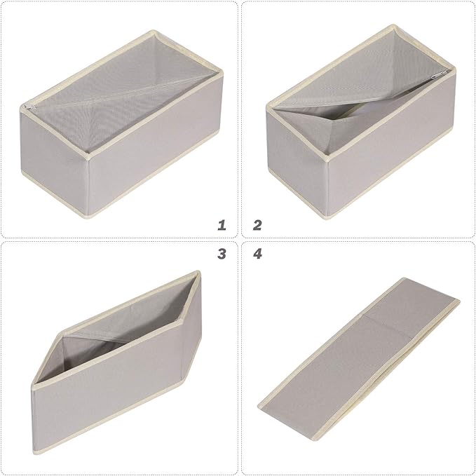 DIOMMELL Foldable Cloth Storage Box Closet Dresser Drawer Organizer Fabric Baskets Bins Containers Divider for Clothes Underwear Bras Socks Lingerie Clothing, Set of 12 Grey 066