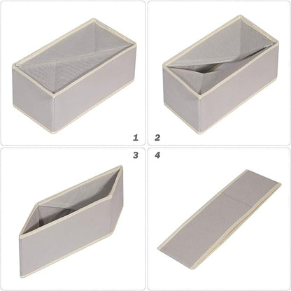 DIOMMELL Foldable Cloth Storage Box Closet Dresser Drawer Organizer Fabric Baskets Bins Containers Divider for Clothes Underwear Bras Socks Lingerie Clothing, Set of 12 Grey 066