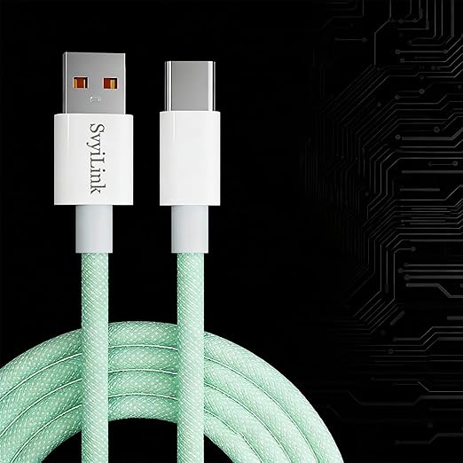 USB Cable PD Fast Charger (USB A to C Braid Green),Phone Data Cable, Fast Charging Cable, 39-inch, Density-Mixed Braided Body, Compatible with Almost All Type-C Devices.
