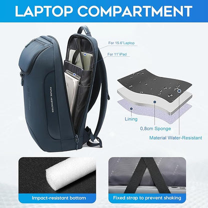 BANGE Ergonomic Anti-Theft Laptop Backpack for Men & Women, 15.6 Inch Business Travel Backpack, Waterproof Lightweight Durable Rucksack for Office, College, Outdoor