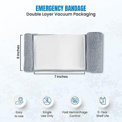 Primacare WB-7706 5-Pack Israeli Bandages – 6" Emergency Trauma Wound Dressing, Vacuum-Sealed, Sterile, Bleeding Control for First Aid, Tactical, Military, EMT & Survival Kits