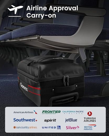 Gonex Waterproof Underseat Carry on Luggage with Wheels, 16 inch PVC Small Wheeled Travel Luggage for Airline, Rolling Overnight Weekender Suitcase for Men Women 30L, Black
