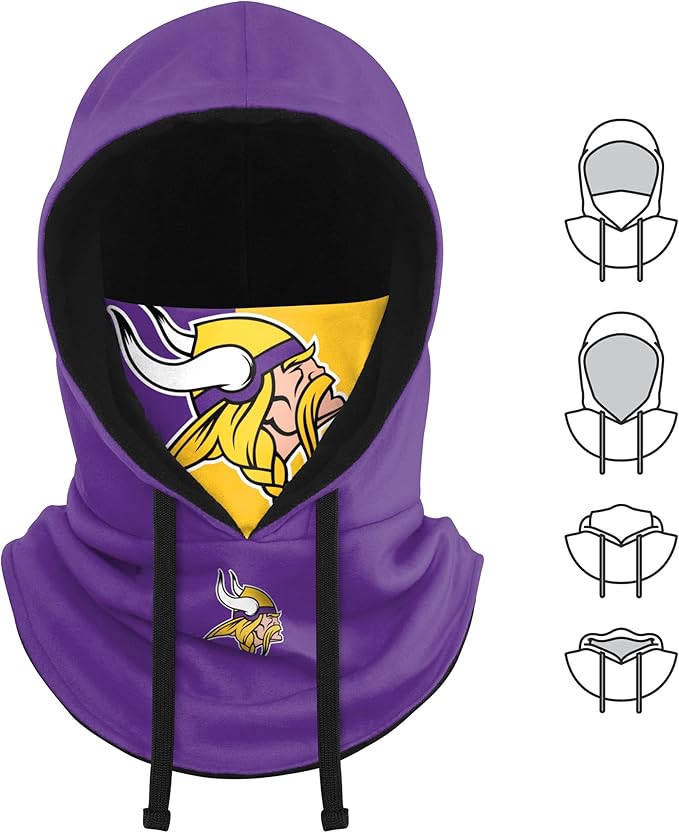NFL Team Logo Team Color Drawstring Winter Cap Hooded Gaiter Balaclava Face Cover
