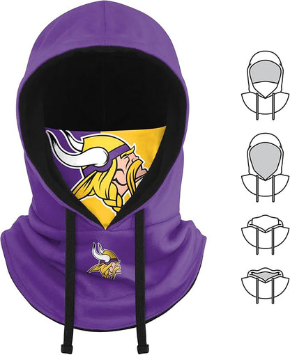 NFL Team Logo Team Color Drawstring Winter Cap Hooded Gaiter Balaclava Face Cover