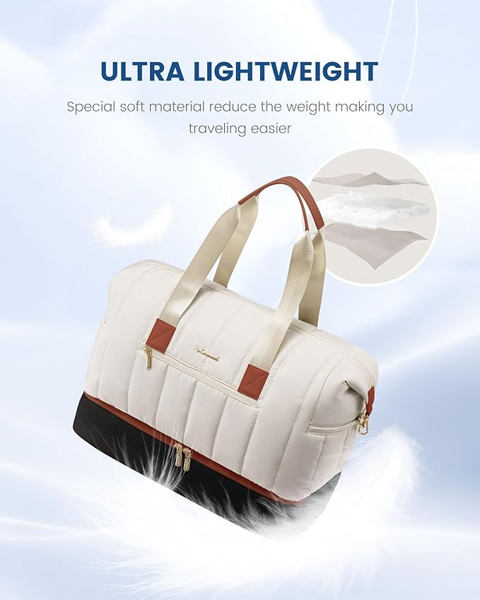 LOVEVOOK Puffer Travel Duffle Bag, Weekender Bags For Women with Shoe Compartment, Carry On Duffel Bags,Hospital Bag for Labor and Delivery