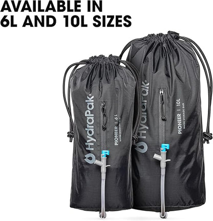 Hydrapak Pioneer - Collapsible Water Storage and Dispensing System (6L or 10L) - BPA & PVC Free Camping Hydration Bladder/Reservoir and Sleeve, Black