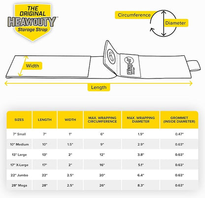 Heavy-Duty Wrap-It Storage Straps, Assorted 9 Pack - Hook and Loop Extension Cord Organizer Hanger, Cord Wrap Keeper, Cable Straps for Cords, Hoses, Rope, RV, Boat and Garage Storage and Organization