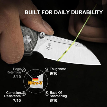 Kizer Parakeet EDC Pocket Knife, 2.46" Nitro-V Blade Folding Knife with Micarta Handle, Thumb Stud Opener Small EDC Knives for Men Women Camping Hunting V2706M1