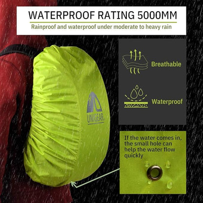 Unigear Backpack Rain Cover Waterproof Rating 5000mm Ultraportable and Durable with 2 Anti-Slip Buckle Strap, Integrated Carry Pouch Design (Green, XX-Large)