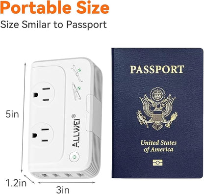 ALLWEI 220V to 110V Travel Voltage Converter us to Europe, Step Down Converter for Hair Straightener/Curling Iron, International Power Adapter for EU/UK/US/AU (White)