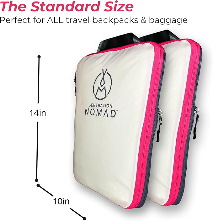 Generation Nomad Compression Packing Cubes for Travel | Best Compression Packing Cubes | Set of 2 PINK