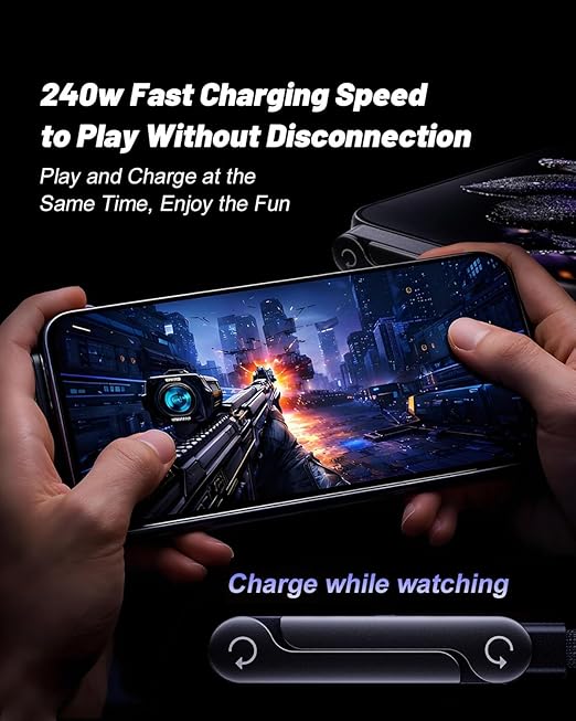 Charge Stand 2 in 1 Cable,240w Fast Charging Cable with Built-In Holde,Invisible Holder Charger Cables,360° Rotation,5ft USB C Nylon Braided High-Speed Charger Cord for Phone,Tablets,Laptops(C-C,3PCS)