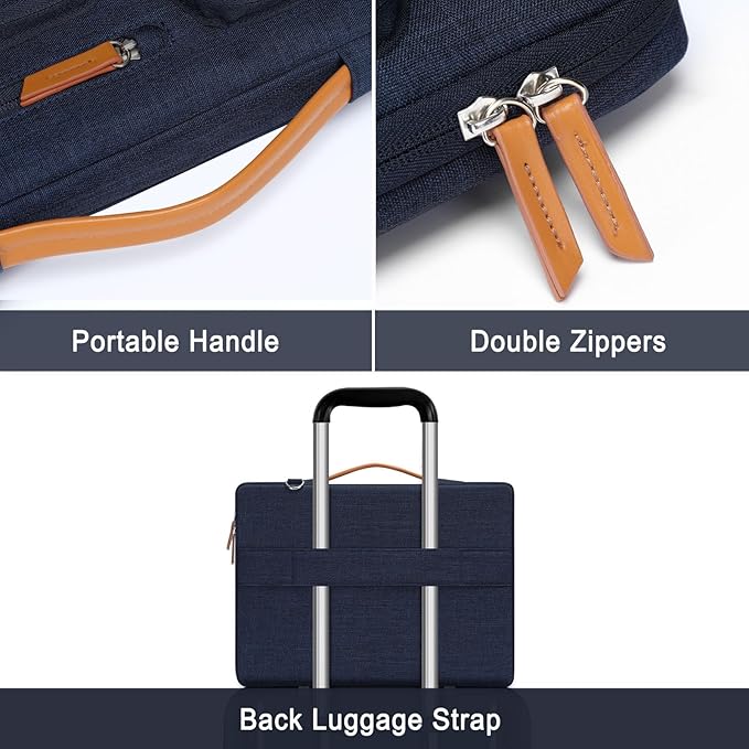 MOSISO 360 Protective Laptop Shoulder Bag,14 inch Computer Bag Compatible with HP Lenovo Dell ASUS Acer, HP, Dell Latitude, Lenovo,Side Open Messenger Bag with 4 Zipper Pockets&Handle, Navy Blue