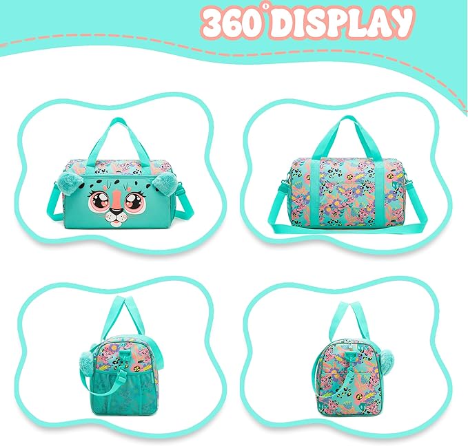 Kids Luggage with Wheels Suitcases Travel Softside Suitcases 16" Carry on Suitcase with Duffle Bag Luggage Sets for Girls Airline Approved