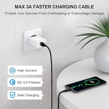 etguuds USB A to USB C Cable 5-Pack (3/3/6/6/10 ft), Fast Charging Type C Charger Cord for iPhone 17 16 15 Pro Max Plus Air, Samsung Galaxy S25 S24 S23 S22 S21 S20 A56 A17 A16, Pixel, Moto G, Black