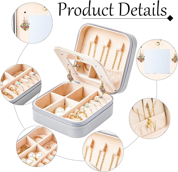 10 Pcs Travel Jewelry Case Bridesmaid Gift Boxes Jewelry Travel Organizer With Mirror Small Jewelry Box Mini Storage Organizer Box for Women Girls Earrings Rings Necklaces