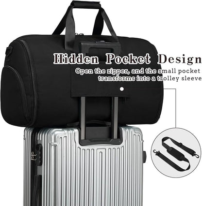 Garment Duffle Bags for Travel, Carry On Garment Duffel Weekender Bag 45L | 2-days Trip,Wrinkle-Free Travel,Separate Shoe Pocket | Overnight Garment Bag for Vacation, Business Trips, Weekend