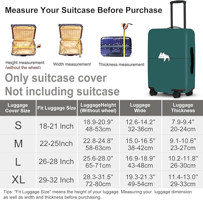 forest Green Luggage Cover, Washable Suitcase Protector Simple Abstract Animal Design Anti-scratch for 32",34"Bag