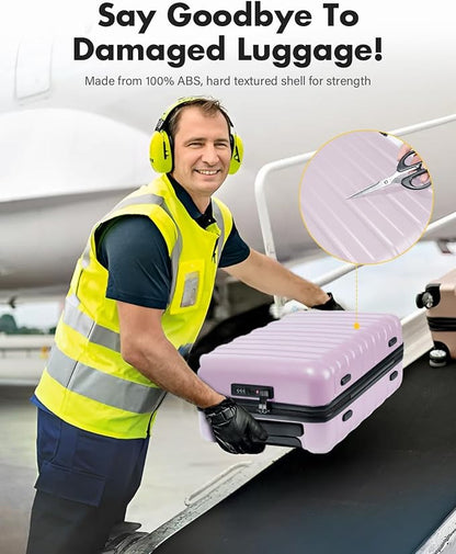 Lekesky 16 Inch Underseat Carry On Luggage Airline Approved, Small Hard Shell Suitcase with TSA Lock Spinner Wheels, Lightweight Personal Item Carry-On for Travel, Purple