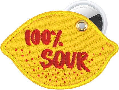 Sonix Keychain Case Compatible with Apple AirTag | Protective AirTag Cover Keychain Charm | 100% Sour, Embroidered Lemon Charm | Lemon