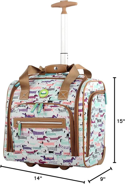Lily Bloom Designer 15 Inch Carry On - Weekender Overnight Business Travel Luggage - Lightweight 2- Roller Wheels Suitcase - Under Seat Rolling Bag for Women (Totally Paw Some, One Size)