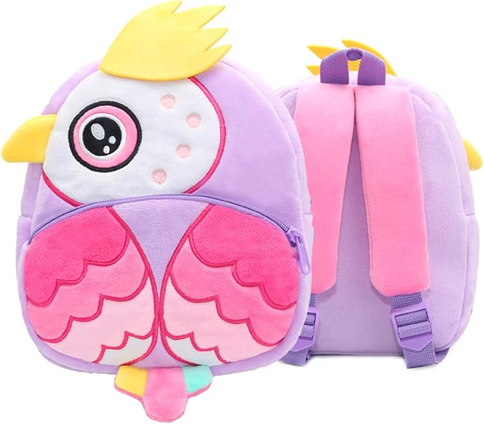 KISSOURBABY Backpack for Toddler Boys, Toddler Bookbag Girl Toys Bags(Owl purple