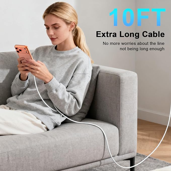 iPhone 17 16 Pro Max Charger Fast Charging, 2 Pack 40W USB C iPhone 16 17 Fast Charger Block with 10 FT Long Type C to C Charging Cable for iPhone 17/17 Pro Max/17 Pro/Air/16/16 Pro Max/15/15 Pro Max
