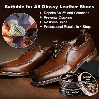 15Pcs Shoe Care Kit, Shoe Polish Brush Cleaning Kit Black Brown Neutral Oil Gentle Care for Shoes, Leather Boots Care Shoe Shine Kit with Men & Women