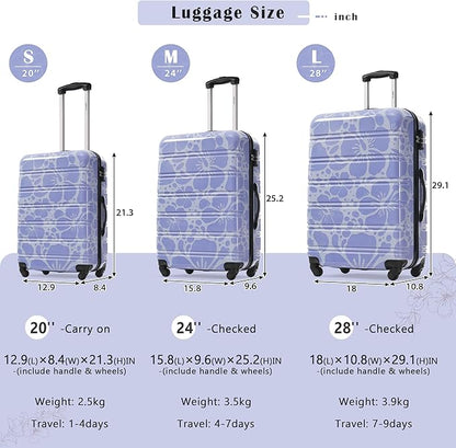 Merax Luggage Sets 3 Piece, Hardside Suitcase Set with Spinner Wheels, Lightweight 20+24+28 IN Suitcase with Carry on Luggage, Blue