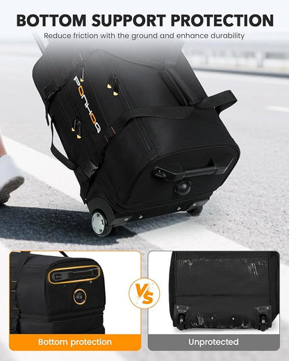 21 Inch Expandable Duffle Bag with Wheels for Men - Water Resistant Wheeled Duffle Bag for Weekend Travel & Overnight Trips,Black