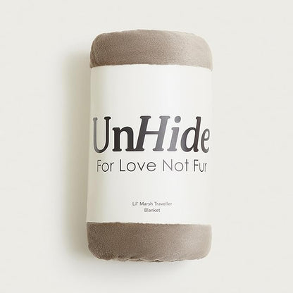 UnHide Lil Marsh Traveler - Travel Blanket - Faux Fur Blanket - Durable, Lightweight, Extra Soft Blanket - Taupe Ducky (50” x 60”)