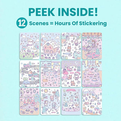 Cupkin Animal Sticker Book Activity for Kids, Toddler Airplane Travel Essentials, 500+ Habitat Stickers for Kids + 12 Scenes + 12 Coloring Book Pages, Animal Lover Gift, Childrens Crafts for Ages 2-8