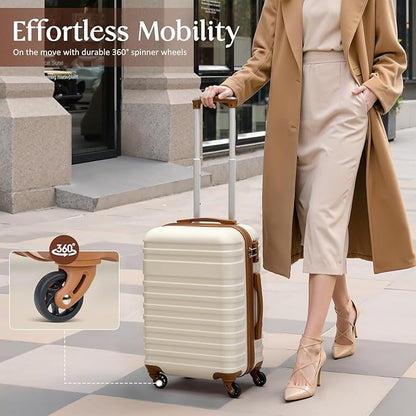 Coolife Suitcase Set 3 Piece Luggage Set Carry On Hardside Luggage with TSA Lock Spinner Wheels (Black, 3 piece set (DB/TB/20))