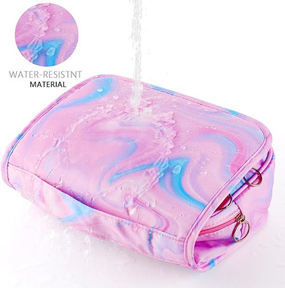 Pink Hanging Toiletry Bag for Girls, Travel Toiletry Bag for Teen Girls Cosmetic Makeup Waterproof Wash Bag Traveling Toiletries, Fluid